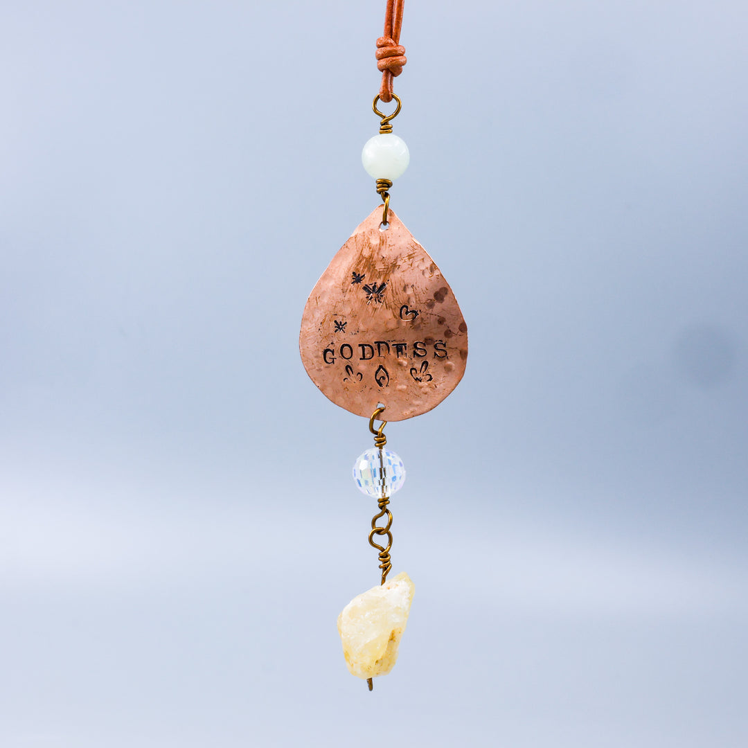 Goddess Suncatcher, Copper, Citrine, Amazonite