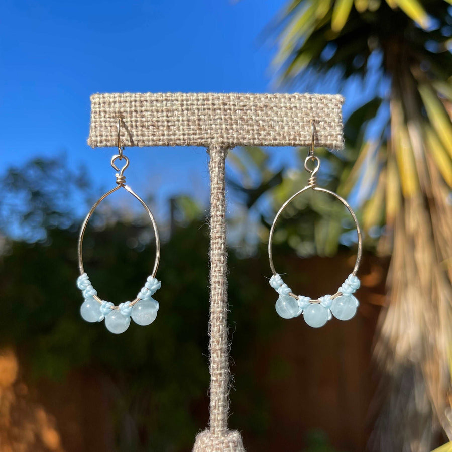 aquamarine hoop earrings in 14k gold fill