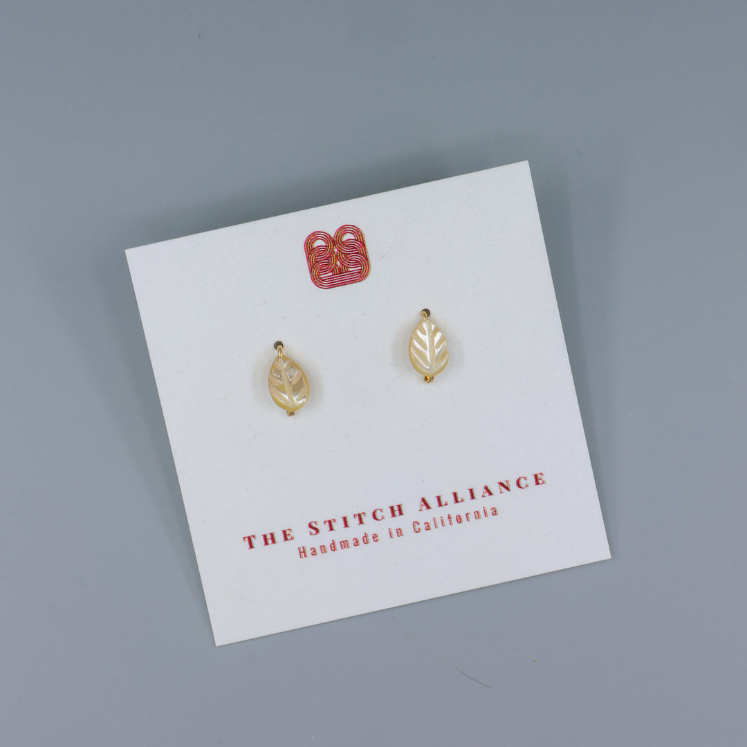 Mother of Pearl gold stud earrings