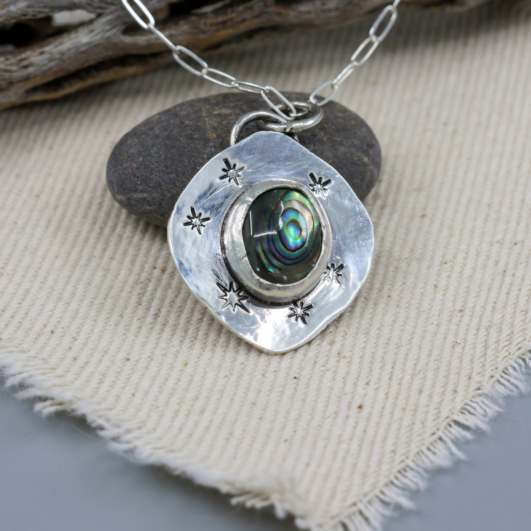 handmade abalone and sterling silver one of a kind pendant necklace