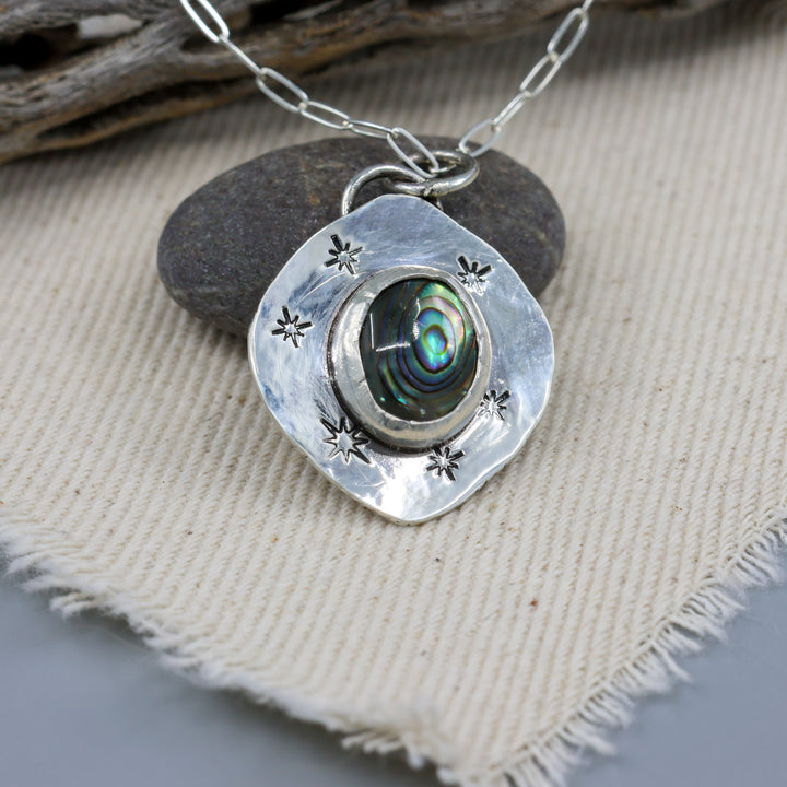 handmade abalone and sterling silver one of a kind pendant necklace