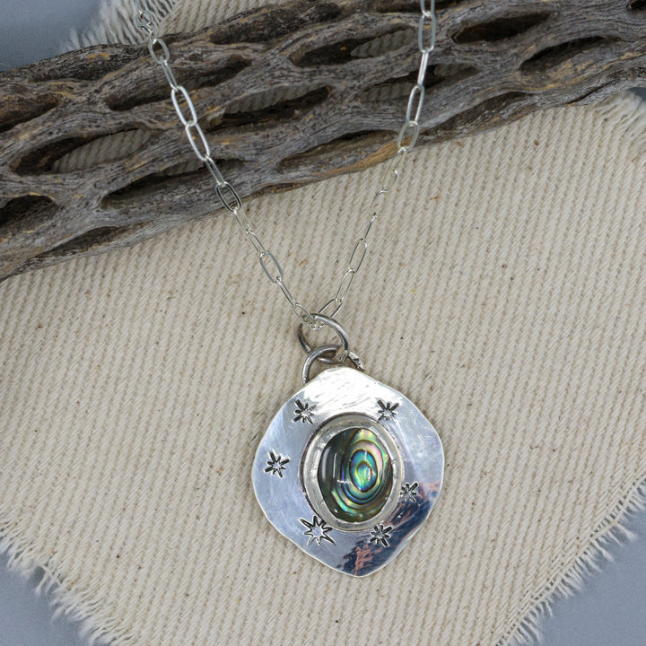 one of a kind abalone and sterling silver pendant necklace