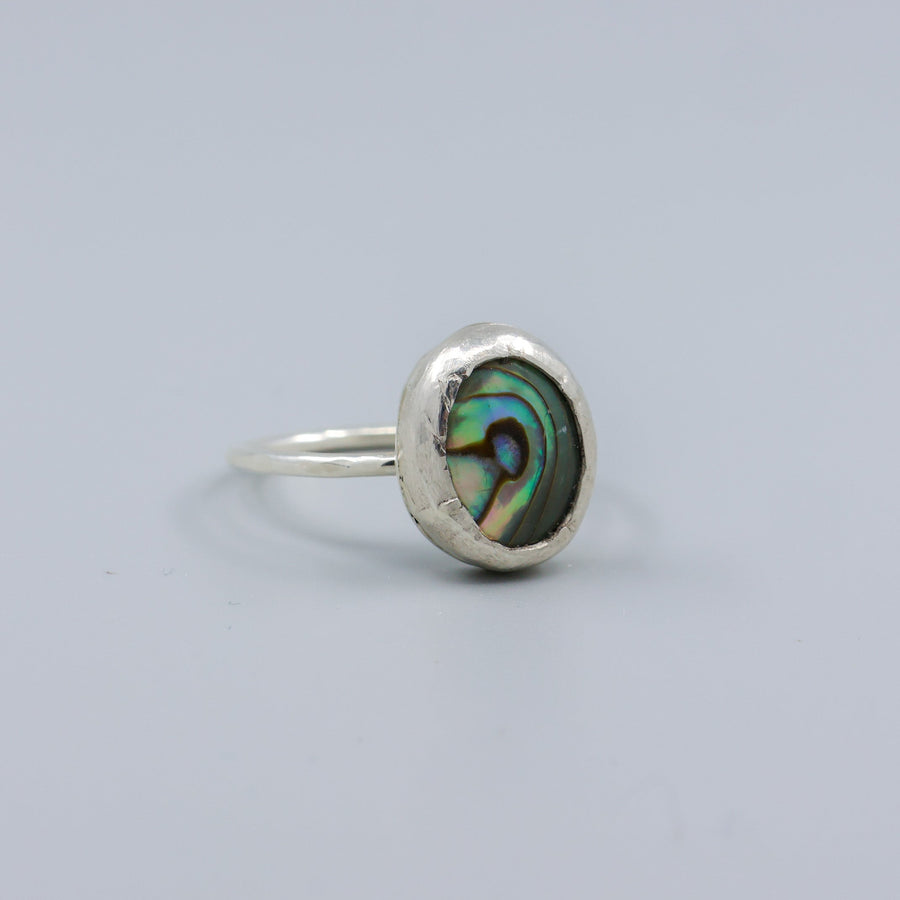 handmade abalone sterling silver ring