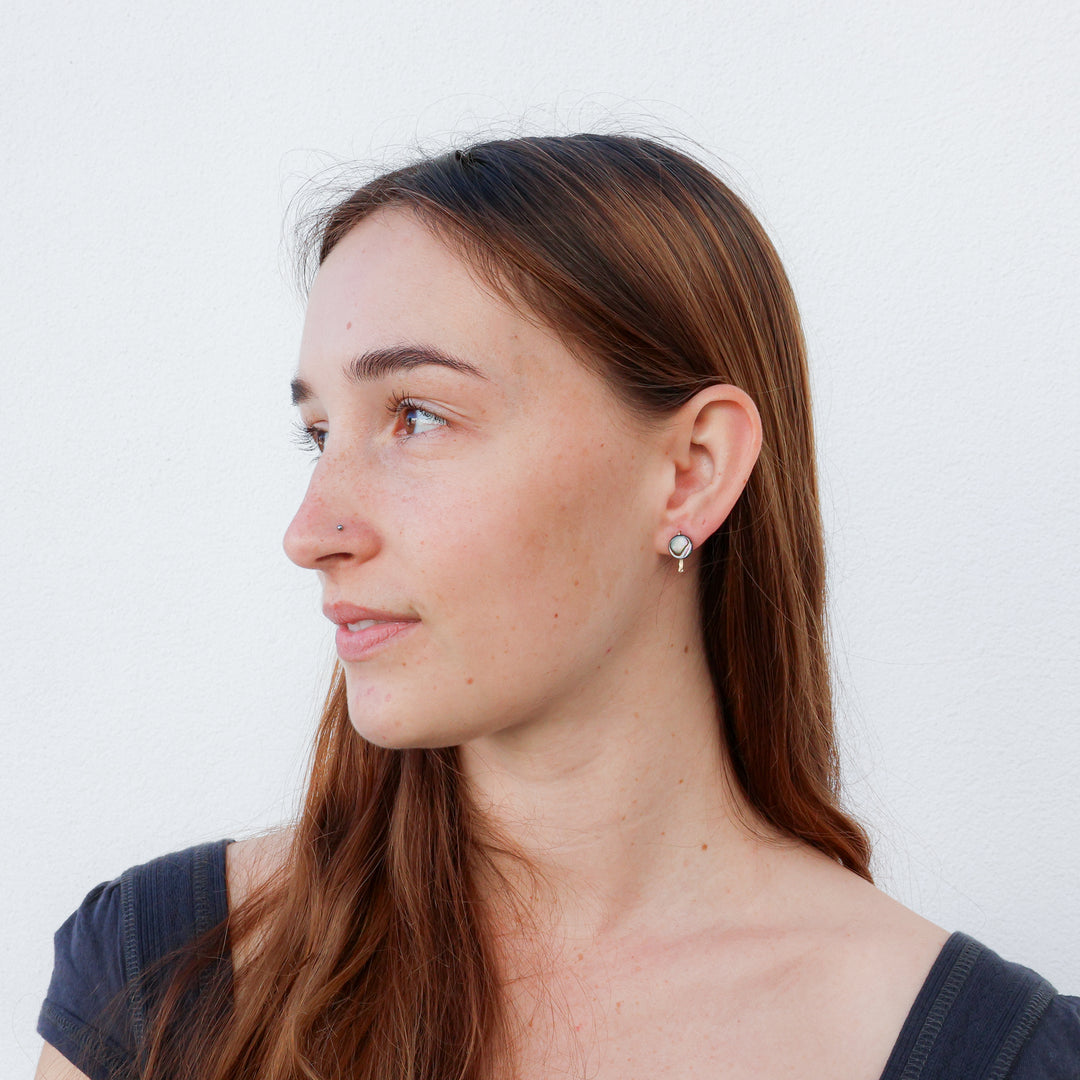 handmade gold fill and abalone earrings