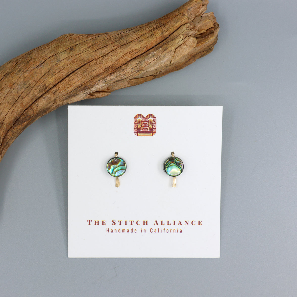 handmade abalone stud earrings gold