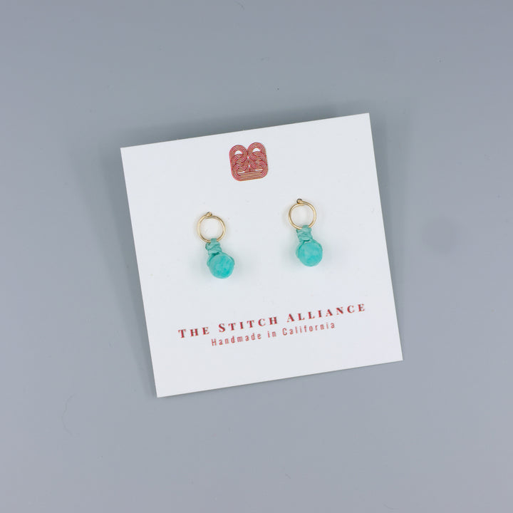 amazonite mini dangle earrings gold fill handmade usa on a white card