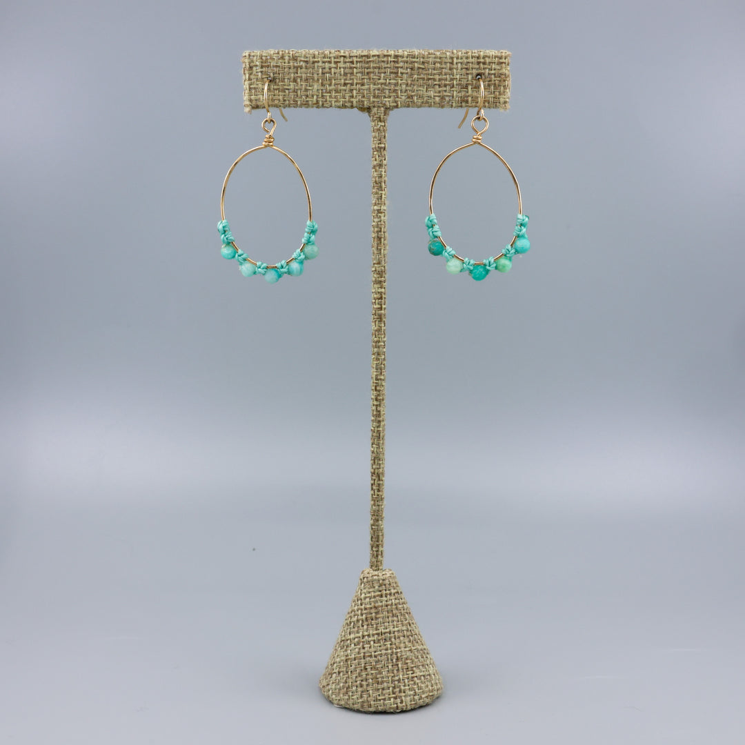 Amazonite Hoop Earrings / 14k Gold Fill