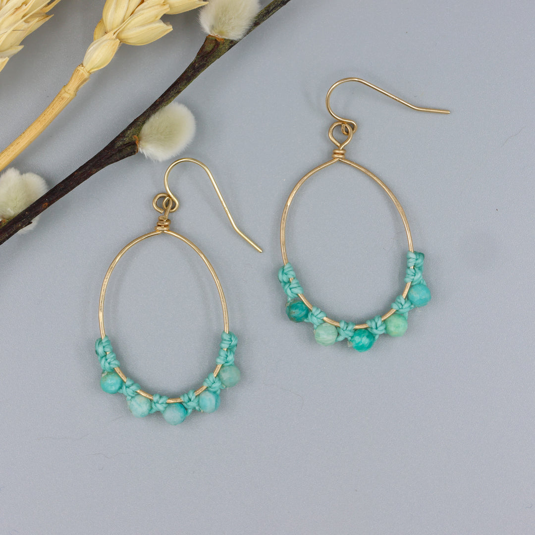 Amazonite Hoop Earrings / 14k Gold Fill