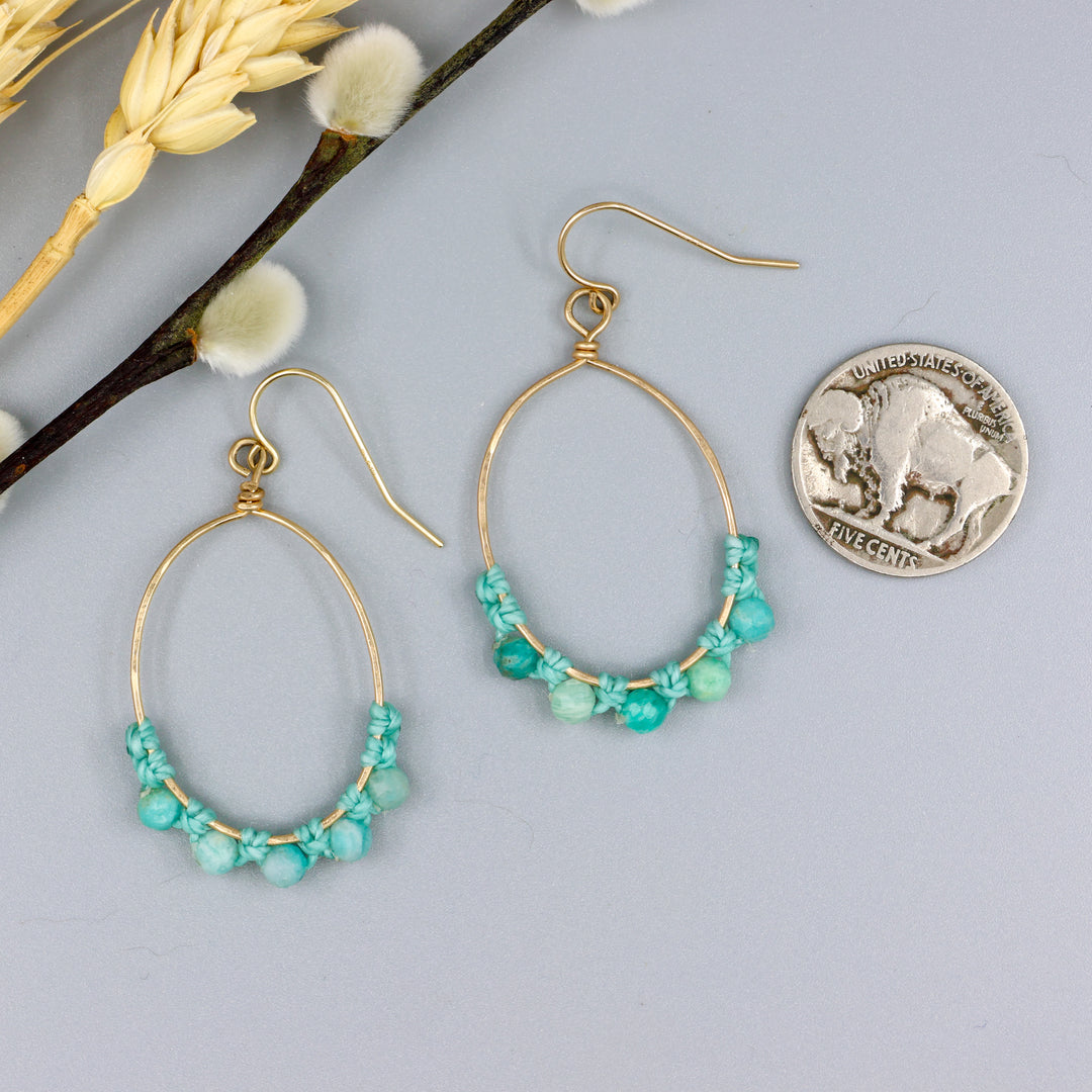Amazonite Hoop Earrings / 14k Gold Fill