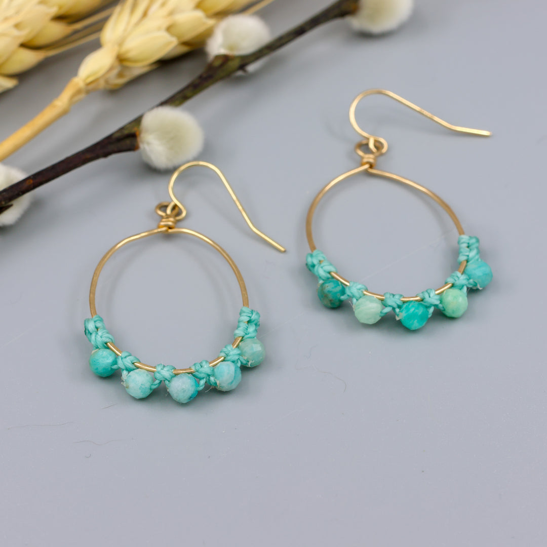 Amazonite Hoop Earrings / 14k Gold Fill