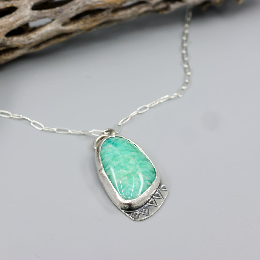 Amazonite sterling silver one of a kind necklace