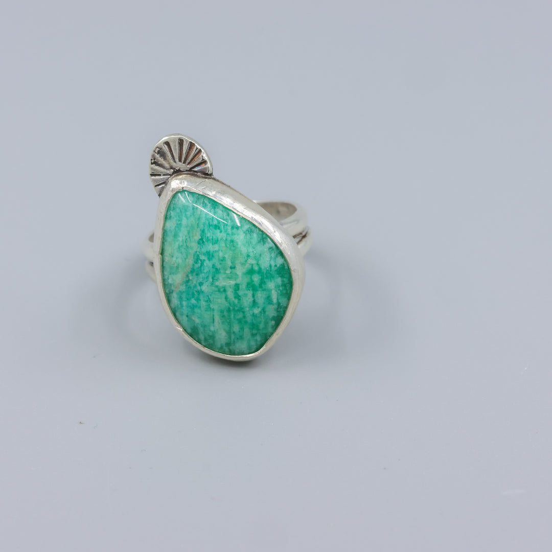 Amazonite Sterling Silver Ring One of a Kind - Size 8