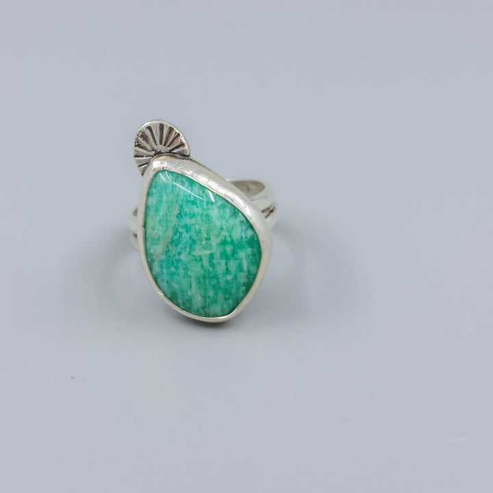 Amazonite Sterling Silver Ring One of a Kind - Size 8