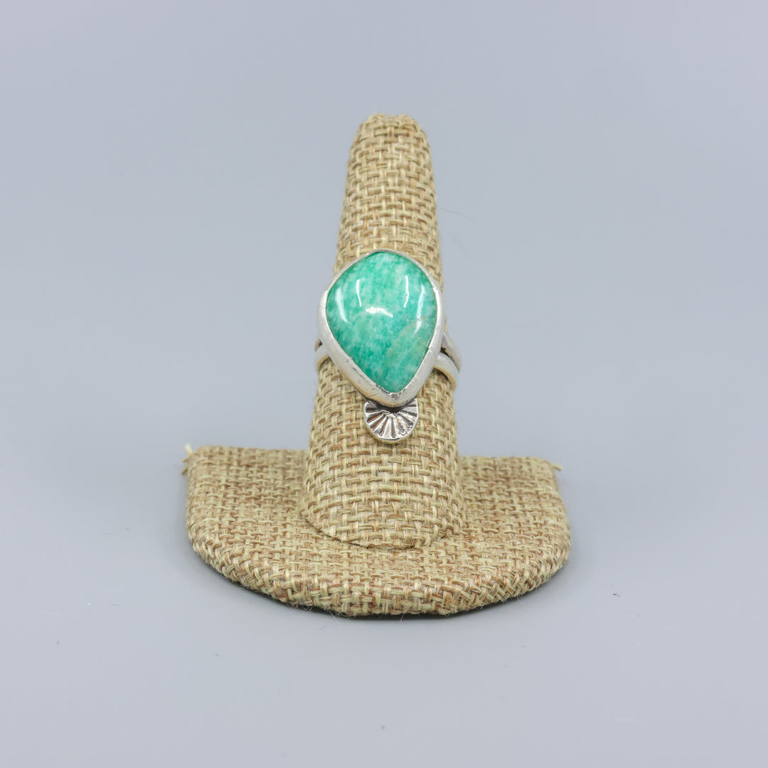 Amazonite Sterling Silver Ring One of a Kind - Size 8