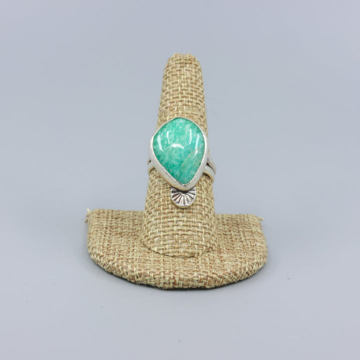 Amazonite Sterling Silver Ring One of a Kind - Size 8