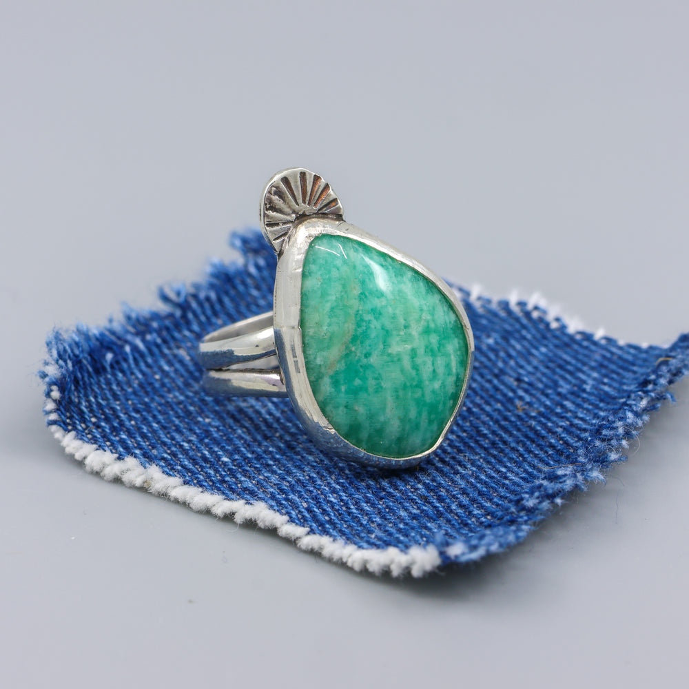 handmade sterling silver amazonite ring size 8