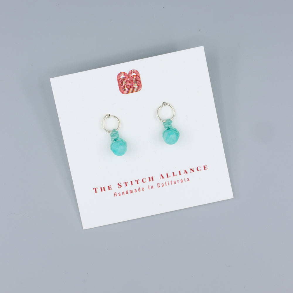 amazonite sterling silver mini dangle earring handmade usa on a white card