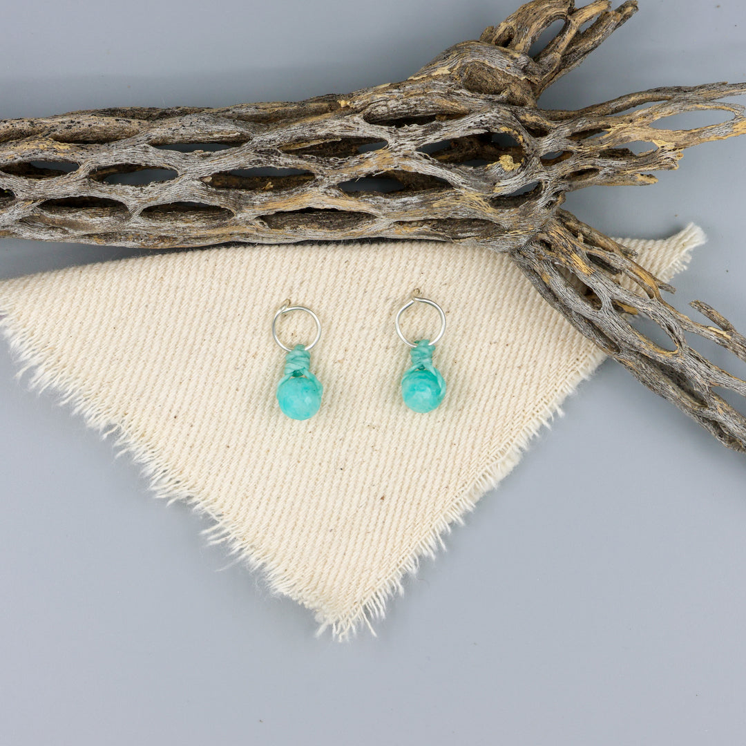 Amazonite Mini Dangle Earrings - Sterling Silver