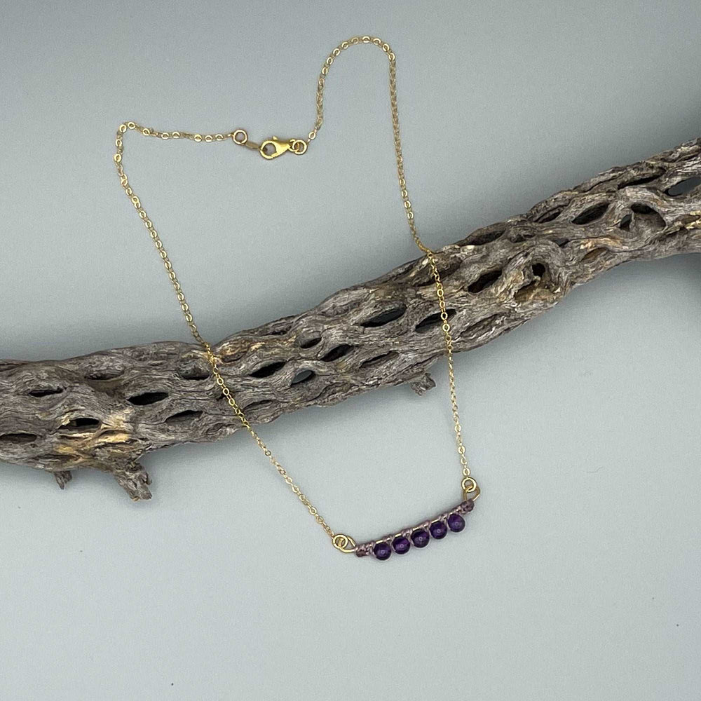 amethyst and 14k gold fill necklace