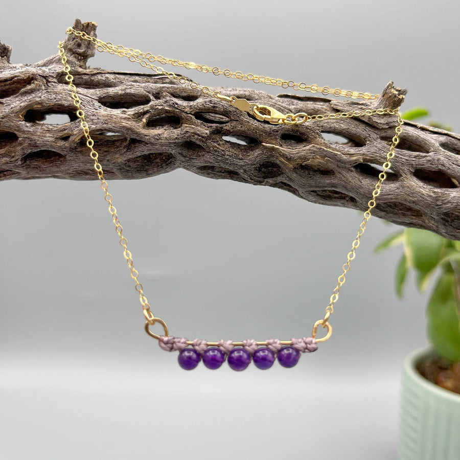 amethyst bead and 14k gold fill necklace