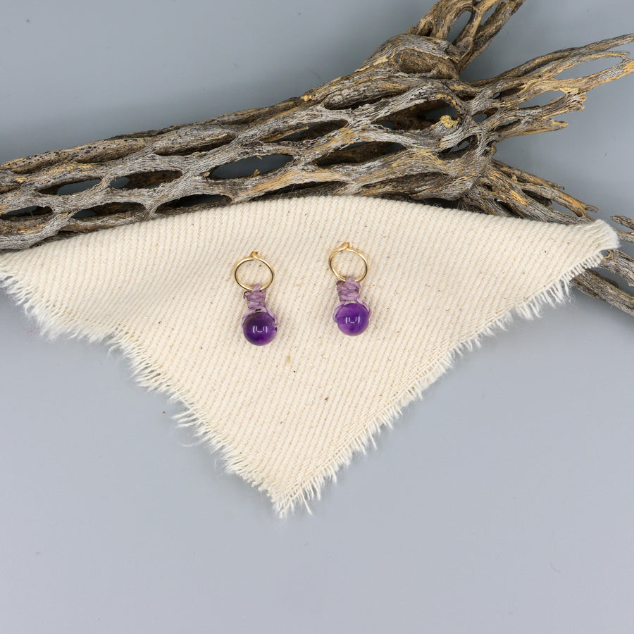 amethyst mini dangle earrings gold fill handmade usa