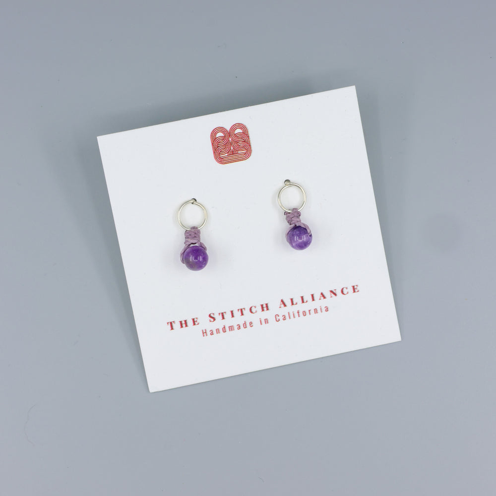 handmade amethyst sterling silver mini dangle earrings