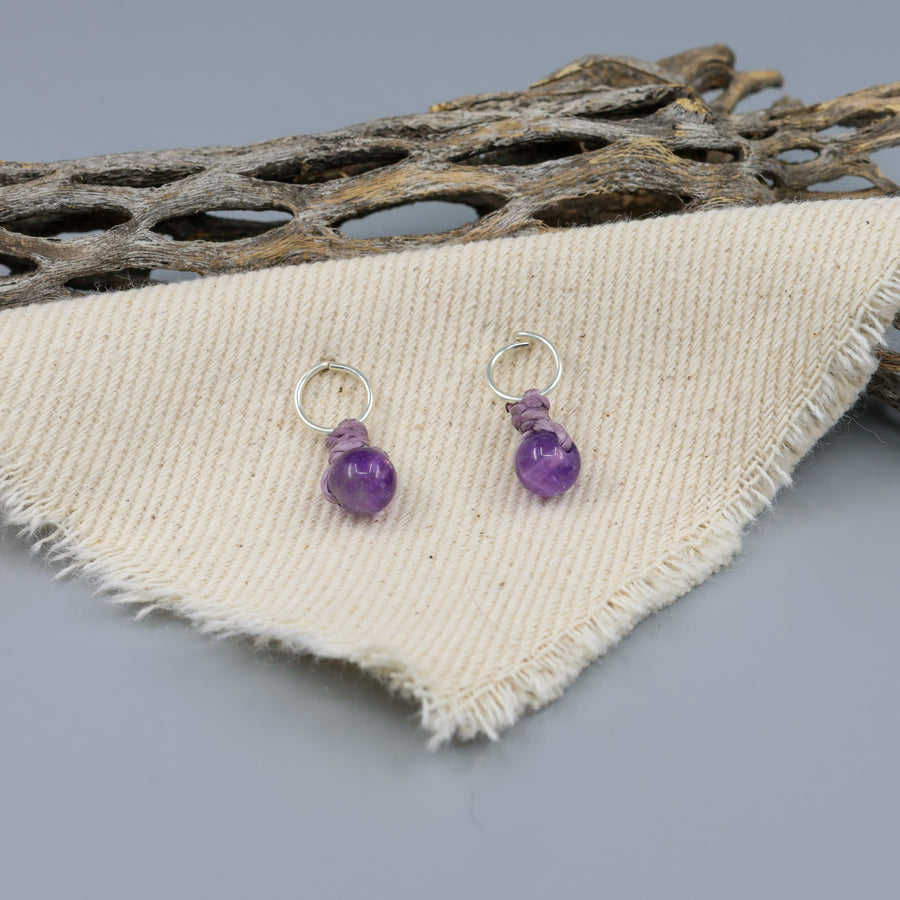 amethyst sterling silver mini dangle earrings