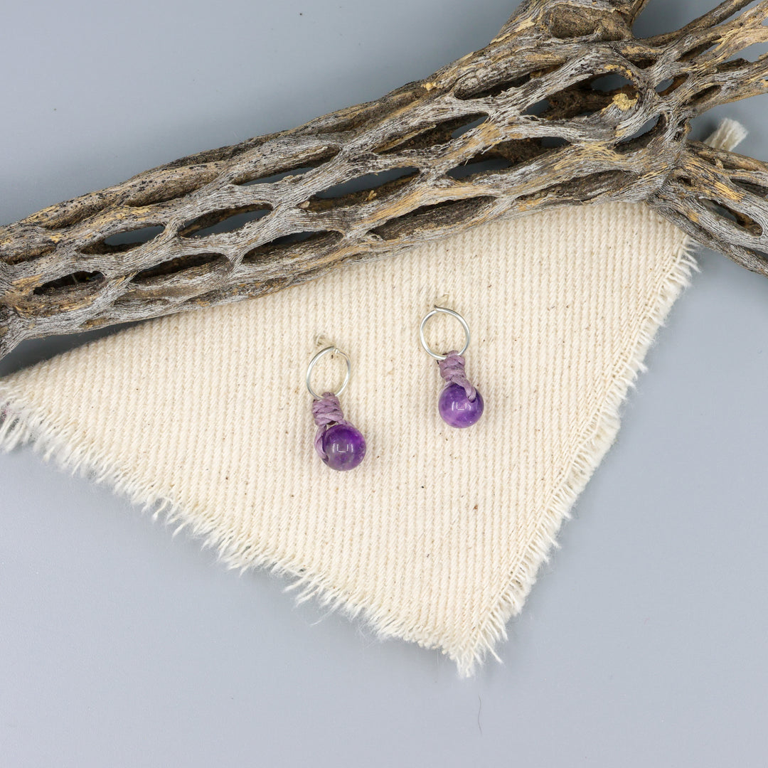 Amethyst Mini Dangle Earrings - Sterling Silver