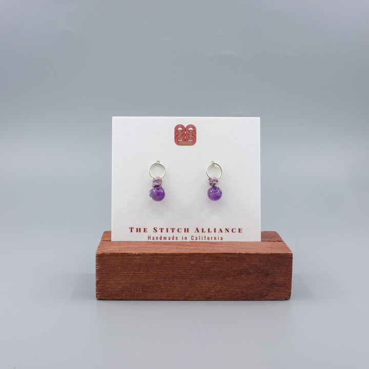 Amethyst Mini Dangle Earrings - Sterling Silver