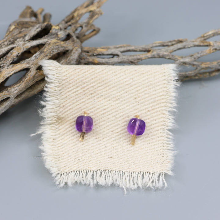 Amethyst Stud Earrings / Gold Fill