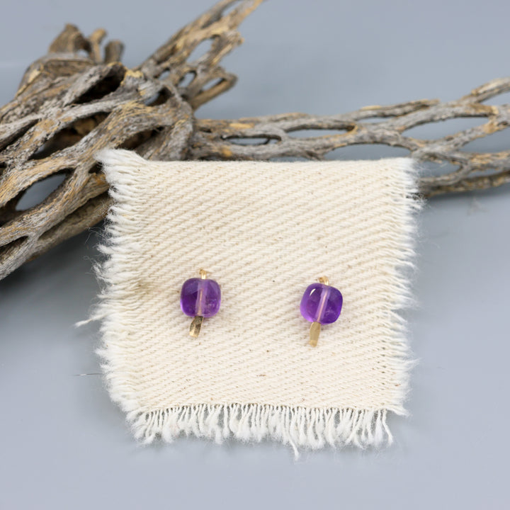 Amethyst Stud Earrings / Gold Fill