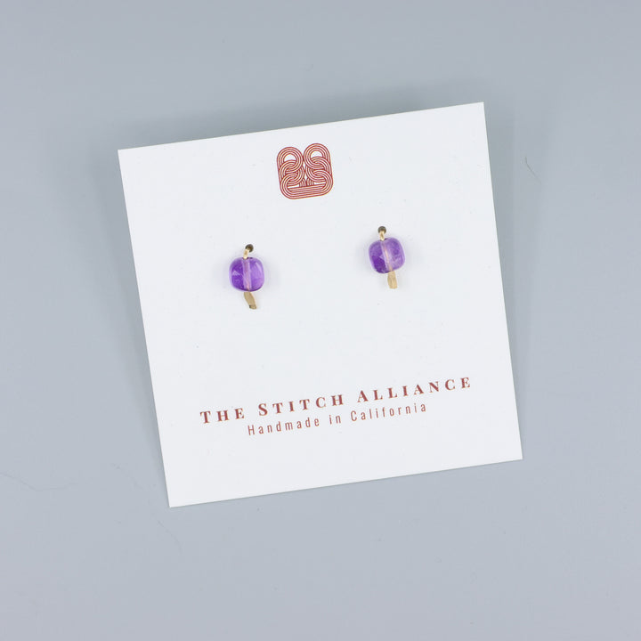 Amethyst Stud Earrings / Gold Fill