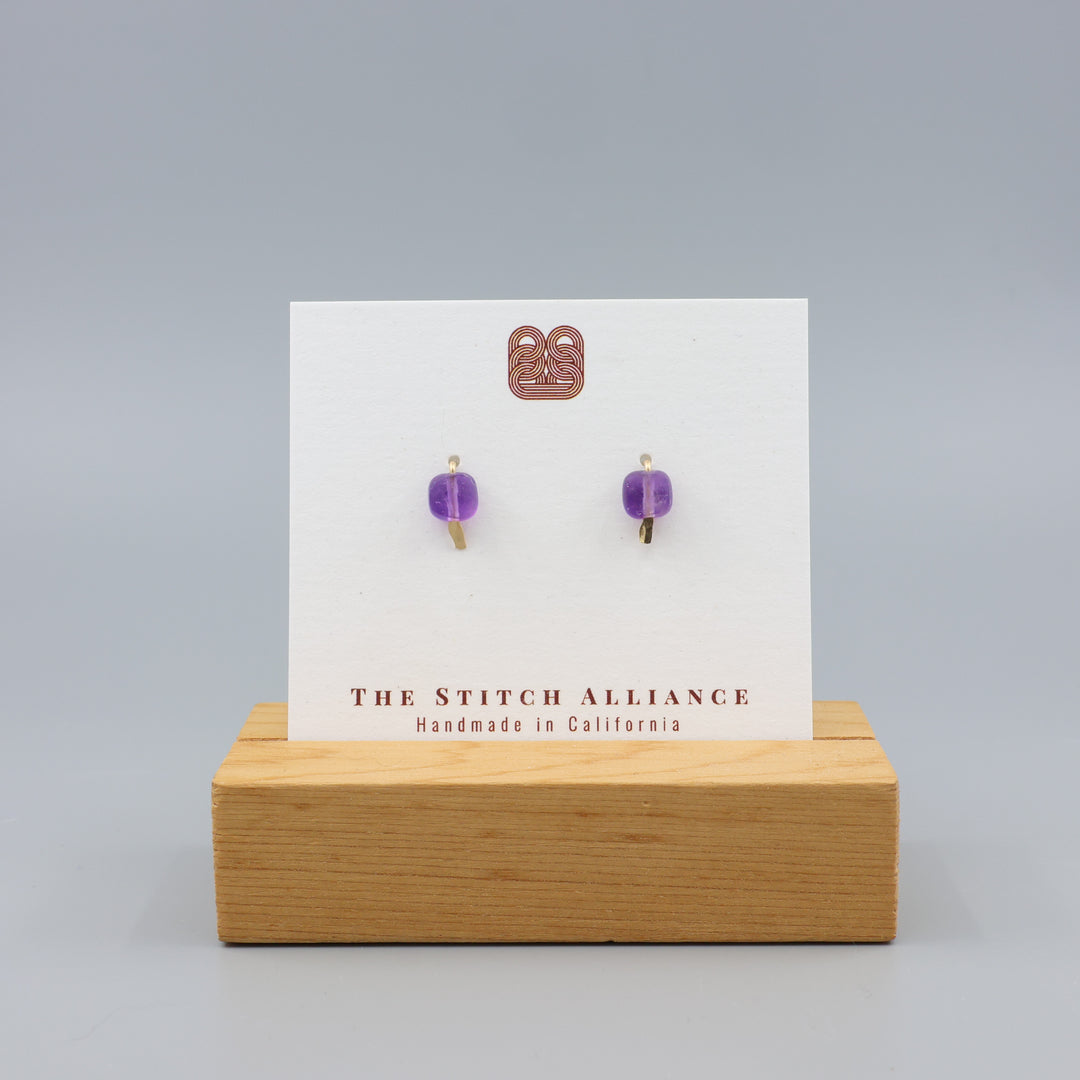 Amethyst Stud Earrings / Gold Fill