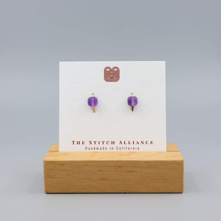 Amethyst Stud Earrings / Gold Fill
