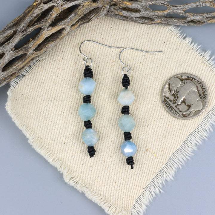 Knotted Aquamarine Dangle Earrings - Sterling Silver