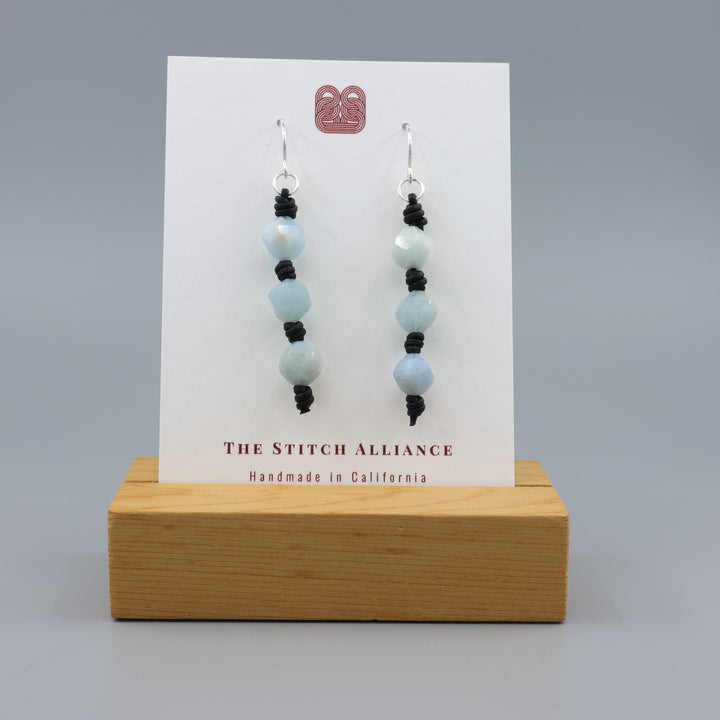 Knotted Aquamarine Dangle Earrings - Sterling Silver