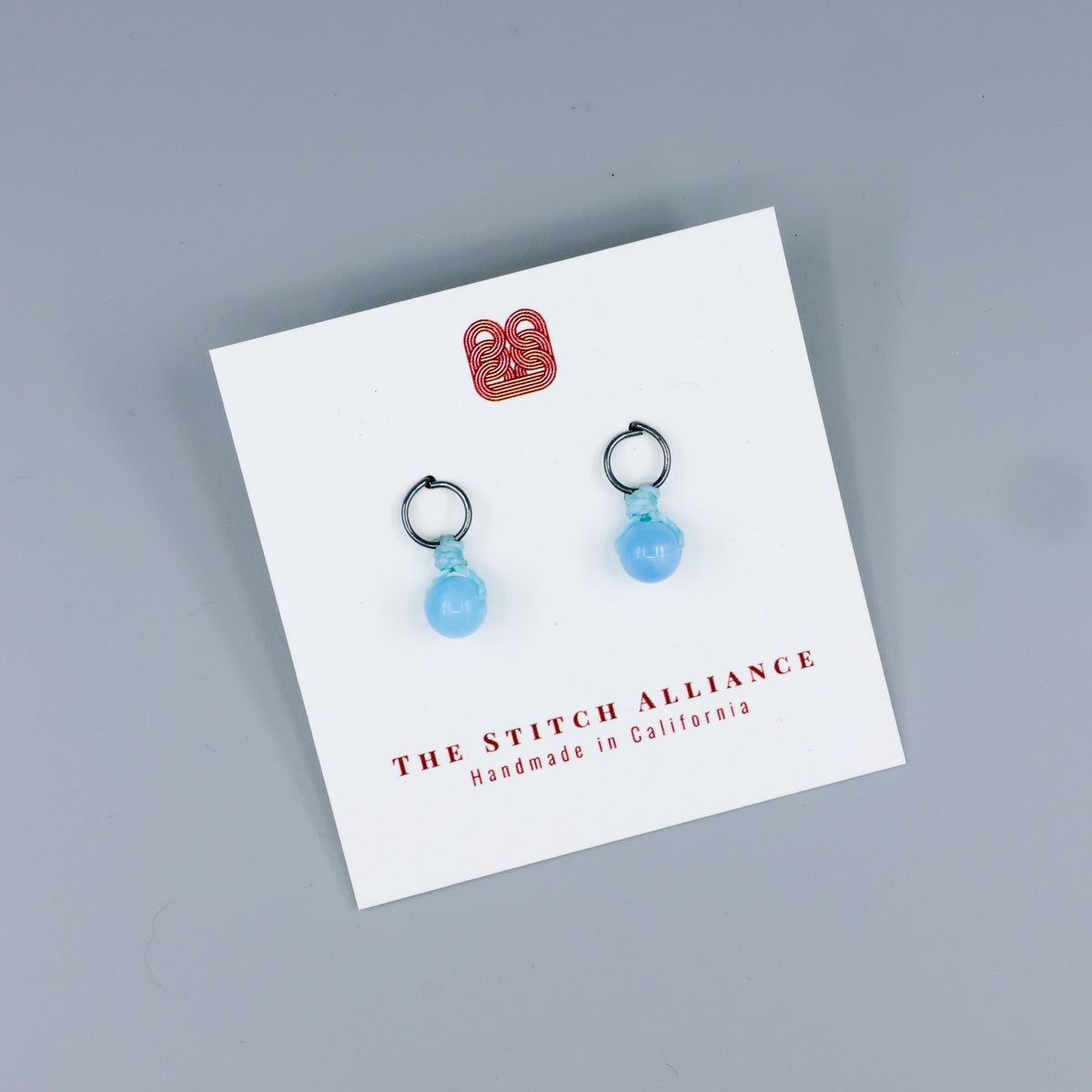 aquamarine mini dangle earrings oxidized sterling handmade