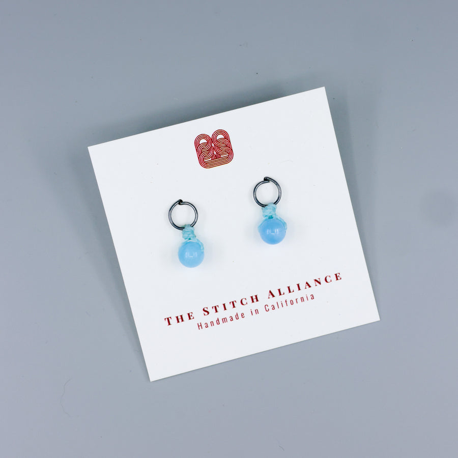 aquamarine mini dangle earrings oxidized sterling handmade