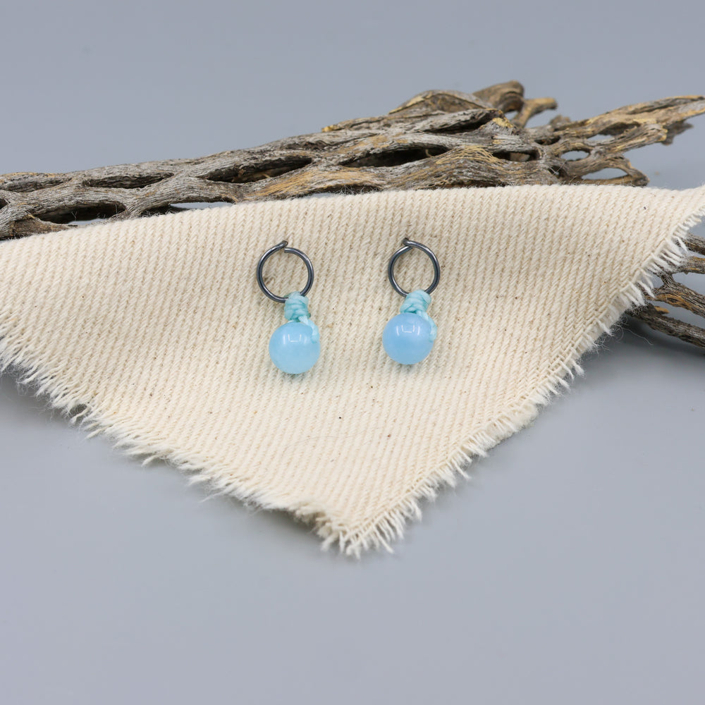 aquamarine mini dangle earrings oxidized sterling handmade usa