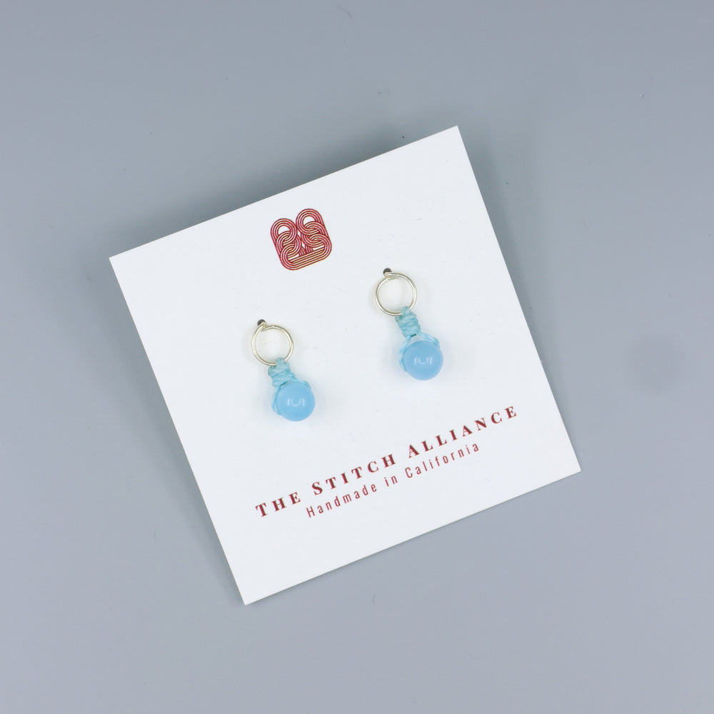 aquamarine sterling silver mini dangle earrings handmade usa on a white card