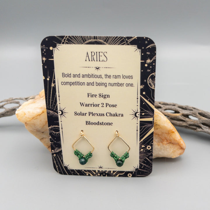 Aries Bloodstone Gold Filled handmade Earrings