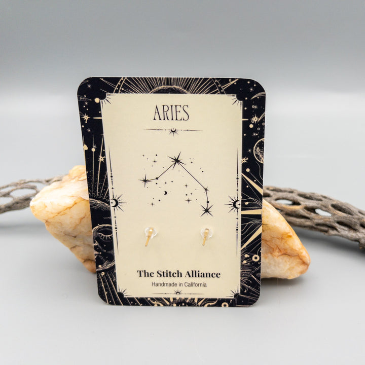 Aries Bloodstone Gold Filled Earrings back of card