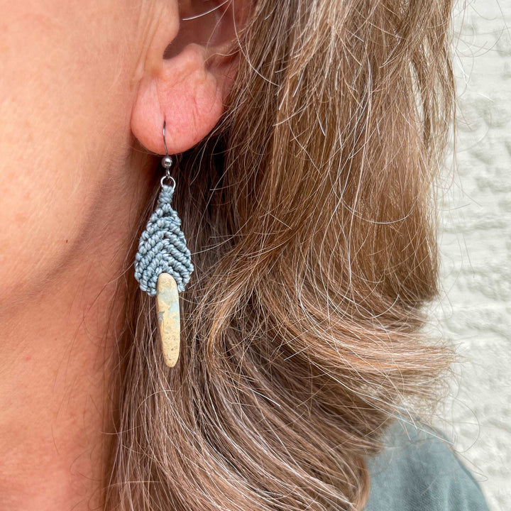 Bead Drop Earrings - Dusty Blue / Aqua Terra Jasper