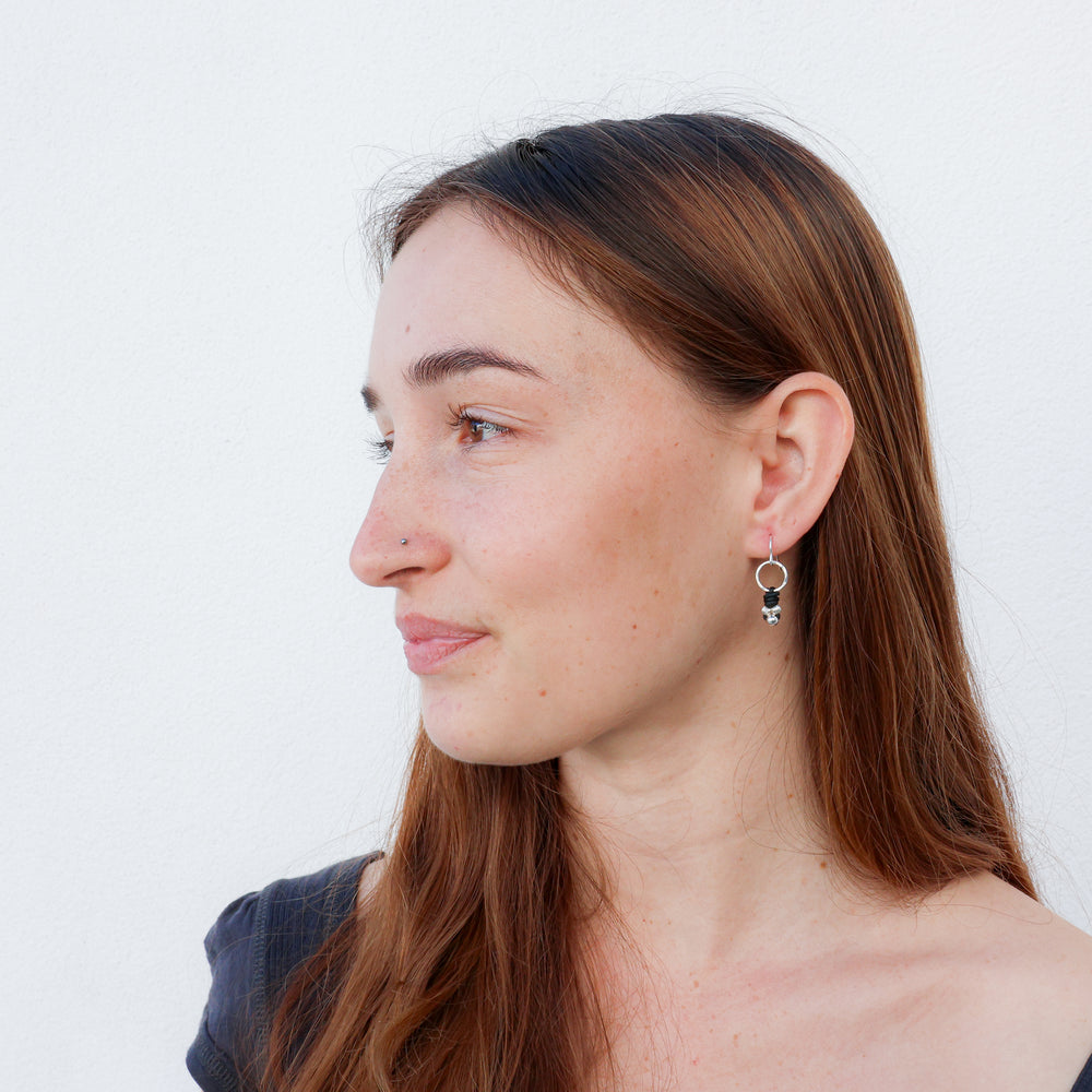 handmade sterling silver and leather earrings