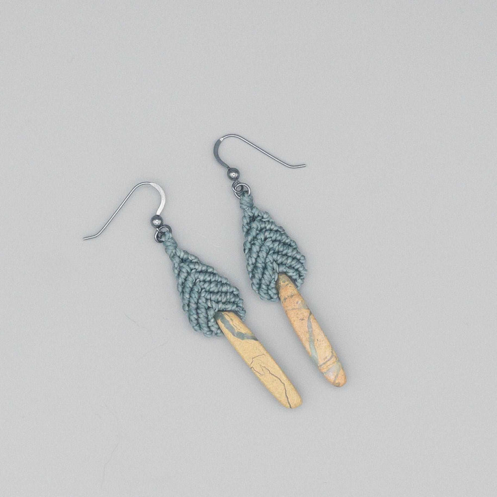 Bead Drop Earrings - Dusty Blue / Aqua Terra Jasper