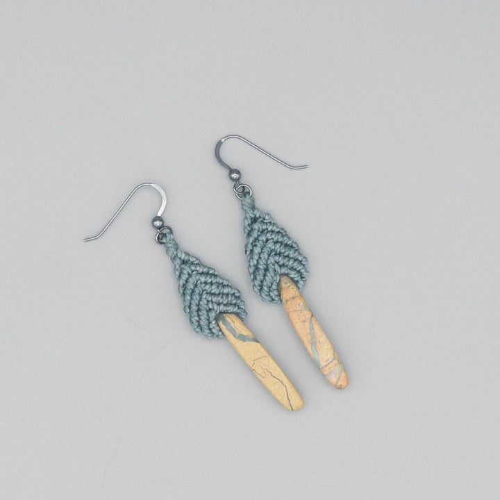 Bead Drop Earrings - Dusty Blue / Aqua Terra Jasper