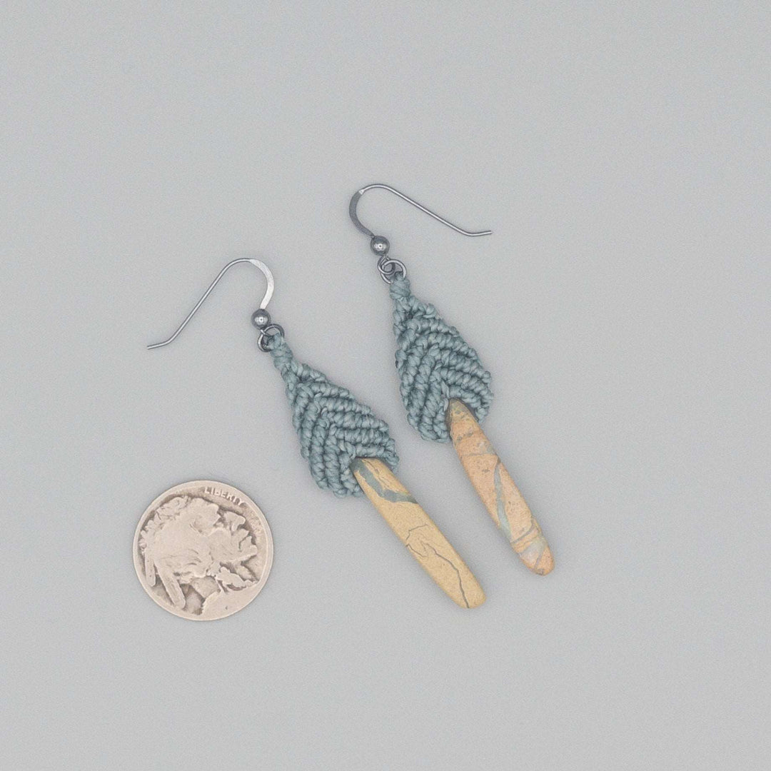 Bead Drop Earrings - Dusty Blue / Aqua Terra Jasper