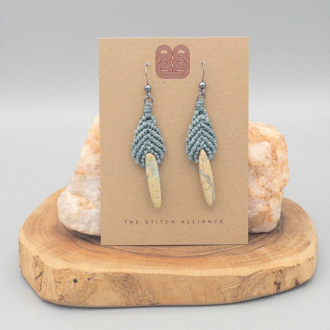 Bead Drop Earrings - Dusty Blue / Aqua Terra Jasper