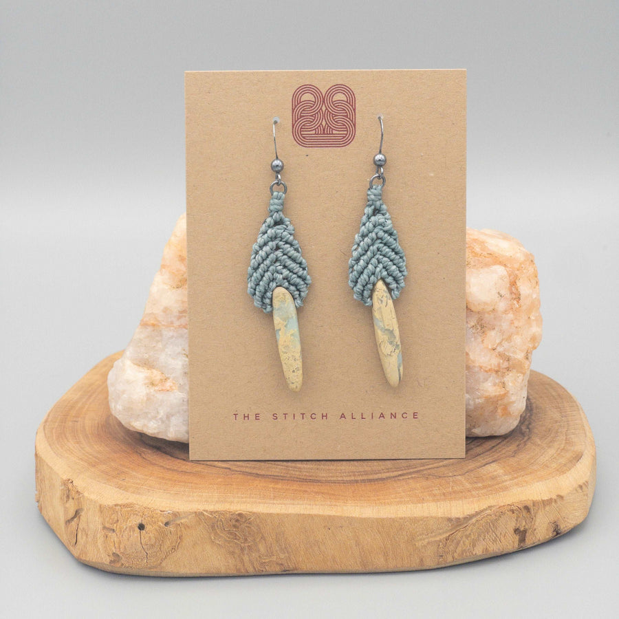 Bead Drop Earrings - Dusty Blue / Aqua Terra Jasper