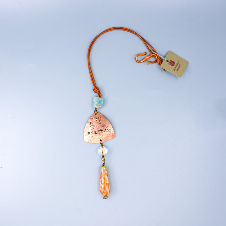 Believe Suncatcher, Copper, Sunstone, Amazonite